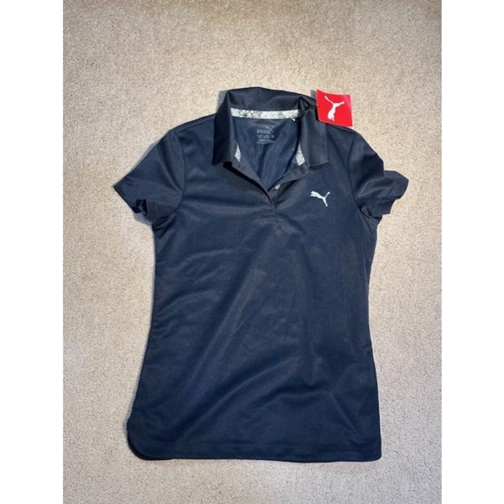 NWT Puma Girls Golf Polo Size L Navy Performance Moisture‑Wicking Sport Shirt